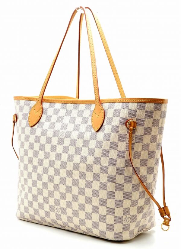 11662089 1 Louis Vuitton Damier Azur Neverfull MM Tote Bag Canvas White