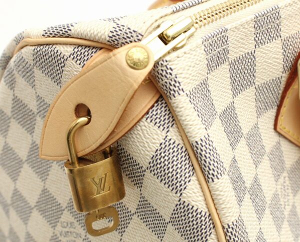 11662228 5 Louis Vuitton Damier Azur Speedy 30 Bag Canvas White