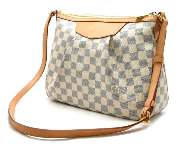 11662282 1 Louis Vuitton Damier Azur Syracuse PM Handbag Canvas White