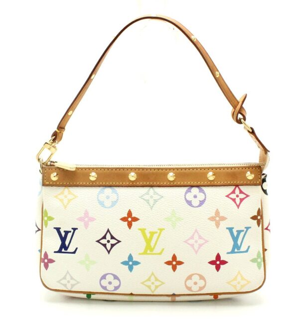 11662327 Louis Vuitton Multicolor Pochette Accessory Pouch Canvas White