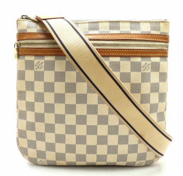 11662372 Louis Vuitton Damier Azur Pochette Bosfall Shoulder Bag Canvas White