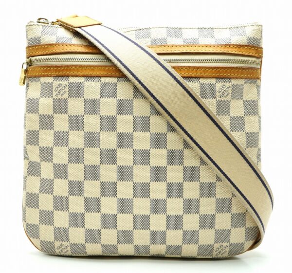 11671131 Louis Vuitton Damier Azur Pochette Bosfall Shoulder Bag Canvas White