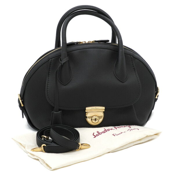 11877 1 Ferragamo 2way Bag Black Fiamma