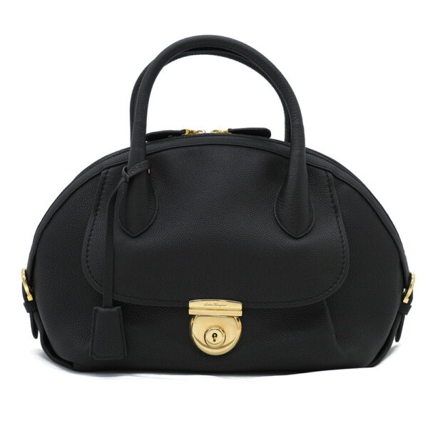 11877 2 Ferragamo 2way Bag Black Fiamma