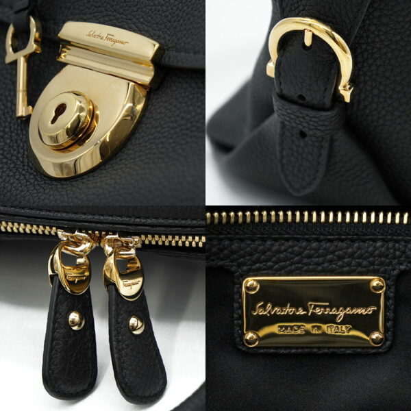 11877 7 Ferragamo 2way Bag Black Fiamma