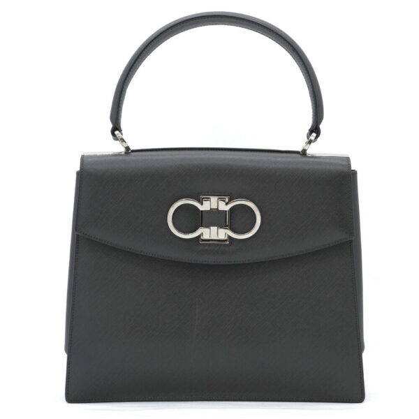 11886 1 Ferragamo Double Gancini Handbag Black