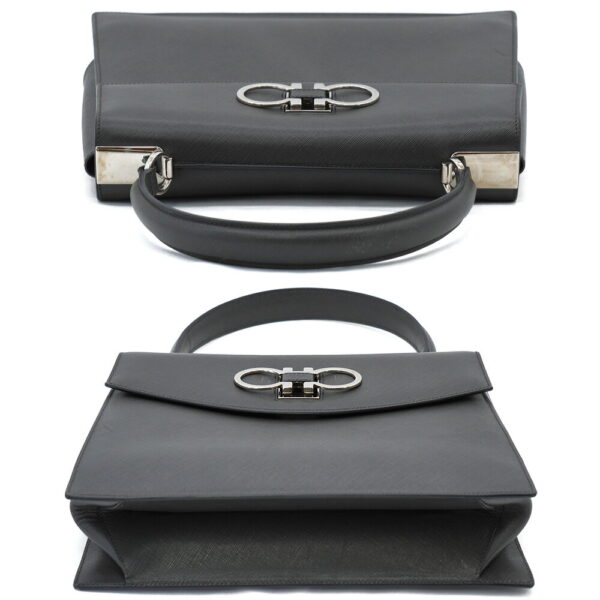 11886 4 Ferragamo Double Gancini Handbag Black