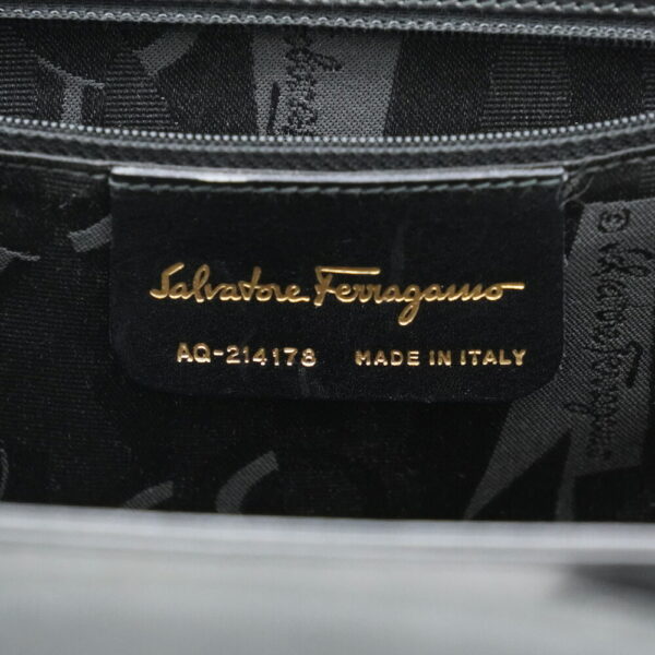 11892 6 Ferragamo Rose Ribbon Handbag Black