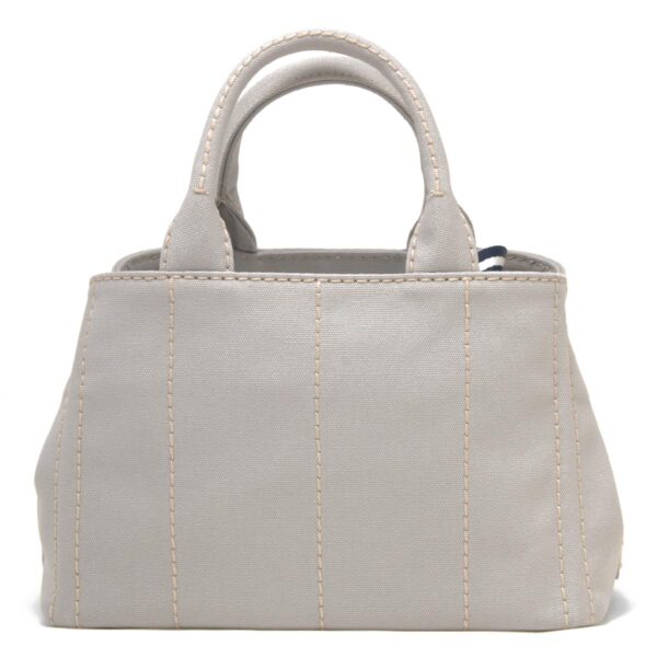 118940m3 Prada Canapa Triangle Plate Tote Bag Gray White