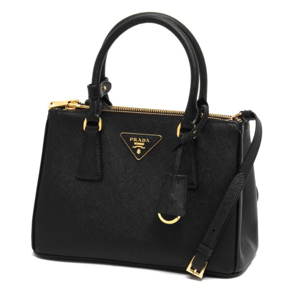 119295 Prada Saffiano Lux Triangle Plate Tote Bag Black