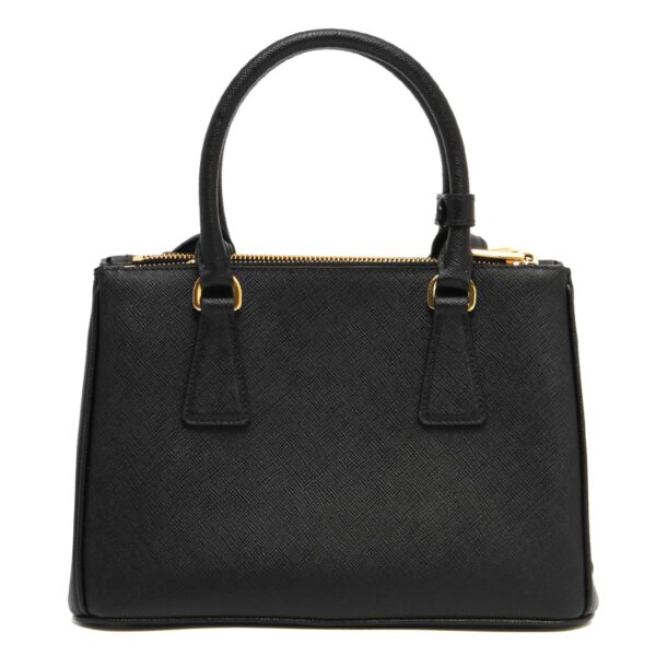 119295m3 Prada Saffiano Lux Triangle Plate Tote Bag Black