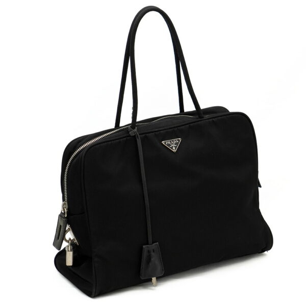 11962 Prada Nylon Tote Bag Cadena Black