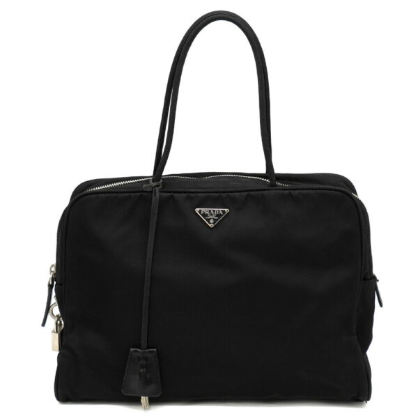 11962 1 Prada Nylon Tote Bag Cadena Black