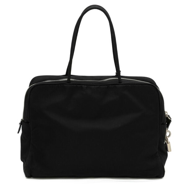 11962 2 Prada Nylon Tote Bag Cadena Black