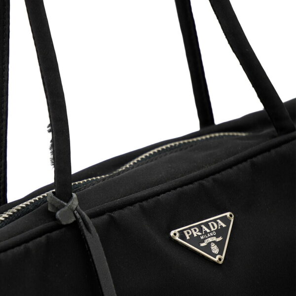 11962 7 Prada Nylon Tote Bag Cadena Black