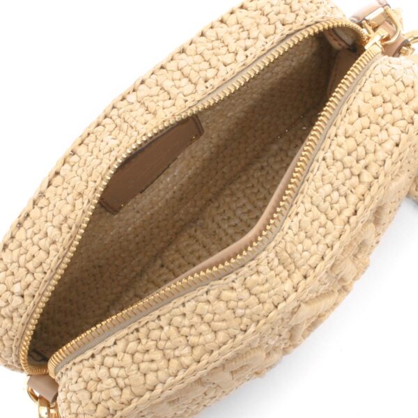 121817m3 Prada Raffia Triangle Clutch Bag Natural Beige