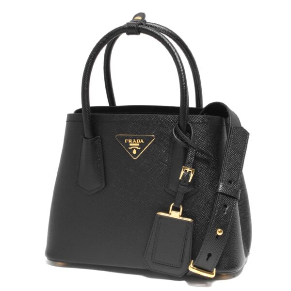 122180 Prada Saffiano Cuir Triangle Tote Bag Black