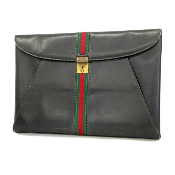 1240001031650 1 Gucci Gucci Shelly Line Clutch Bag Black