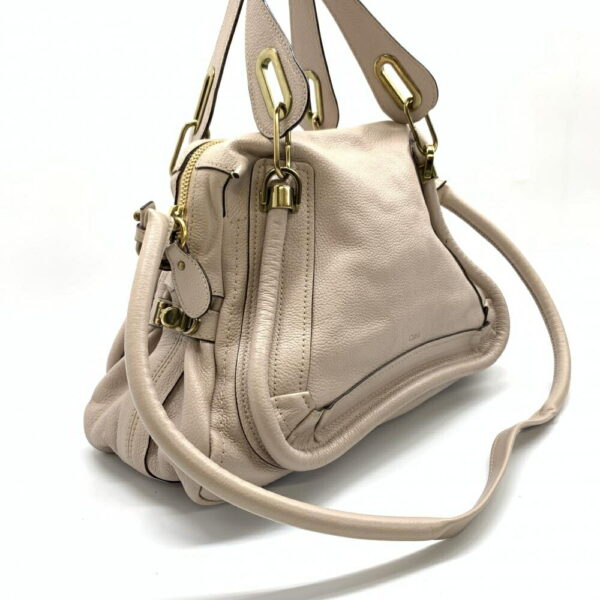 1240001033917 2 Chloe Parati 2Way Shoulder Bag Leather Pink Beige