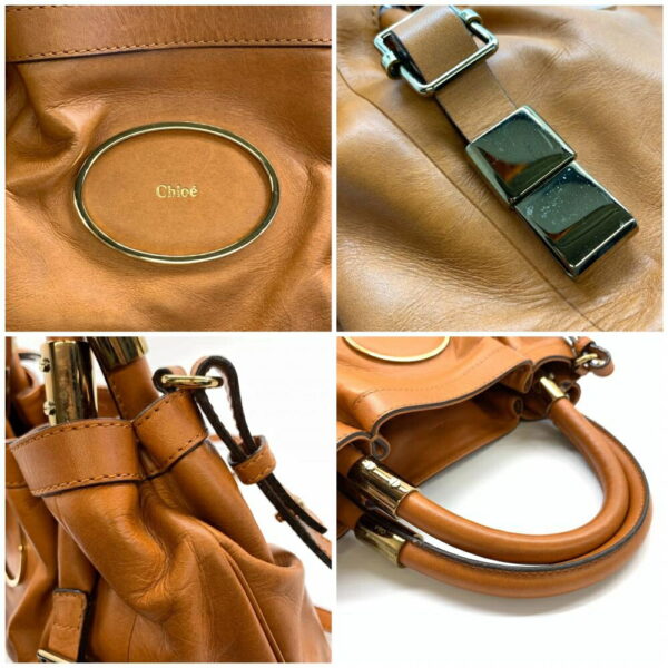 1240001034414 9 Chloe Victoria 2Way Shoulder Bag Leather Camel Brown