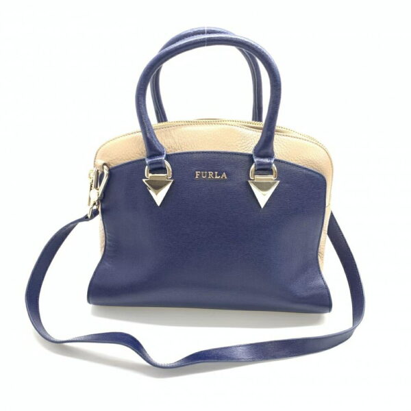 1240001035975 1 Furla 2Way Shoulder Bag Leather Blue Beige