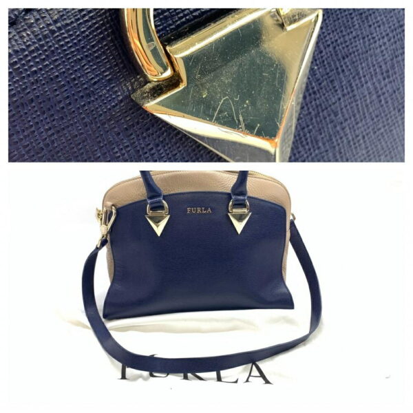 1240001035975 10 Furla 2Way Shoulder Bag Leather Blue Beige