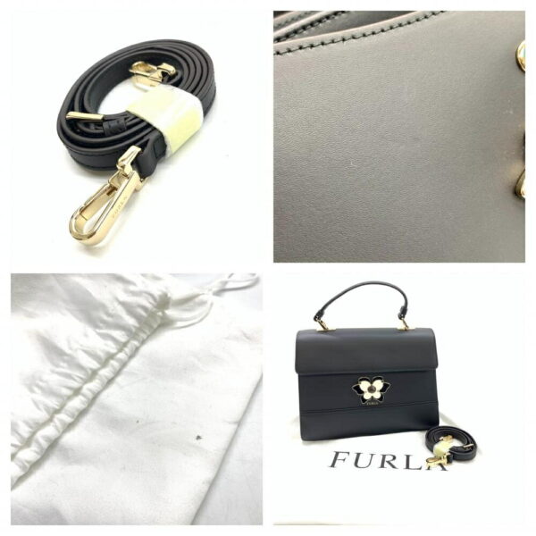 1240001036768 10 Furla 2Way Shoulder Bag Leather Black White Push Lock