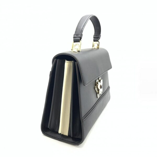 1240001036768 2 Furla 2Way Shoulder Bag Leather Black White Push Lock