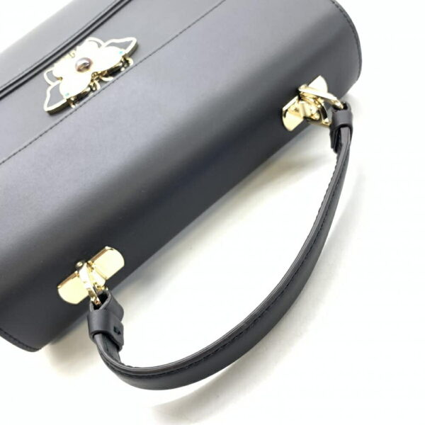 1240001036768 6 Furla 2Way Shoulder Bag Leather Black White Push Lock