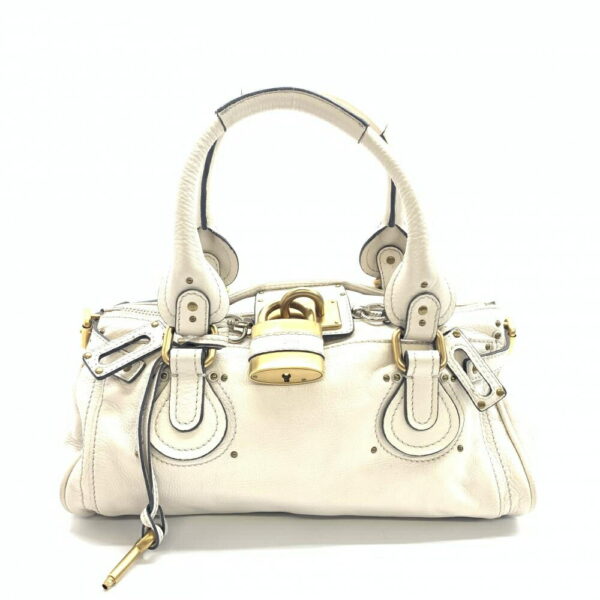 1240001036887 1 Chloe Paddington Tote Bag Leather White