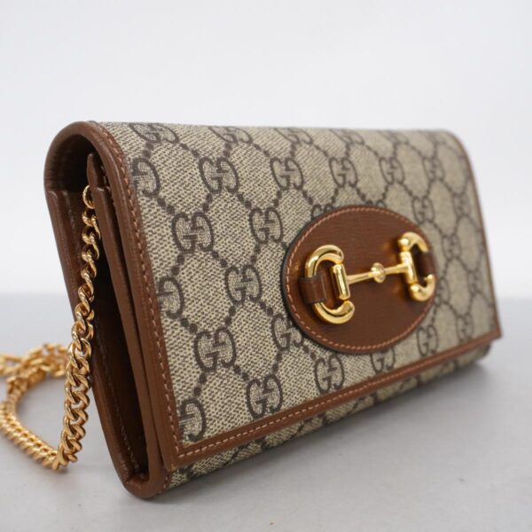 1240001049078 2 Gucci GG Supreme Horsebit Shoulder Wallet Brown