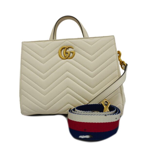 1240001049115 1 Gucci GG Marmont 2Way Bag White