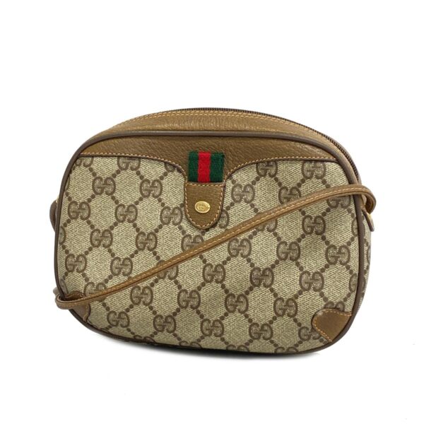 1240001049138 1 Gucci GG Supreme Sherry Line Shoulder Bag Brown