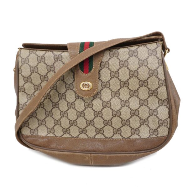 1240001049523 1 Gucci GG Supreme Sherry Line Shoulder Bag Brown