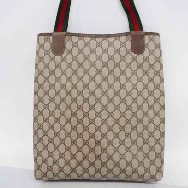 1240001050185 16 Gucci GG Supreme Sherry Line Tote Bag Brown