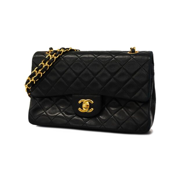 1240001050867 1 Chanel Matelasse W Flap W Chain Lambskin Shoulder Bag Black