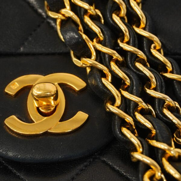 1240001050867 13 Chanel Matelasse W Flap W Chain Lambskin Shoulder Bag Black