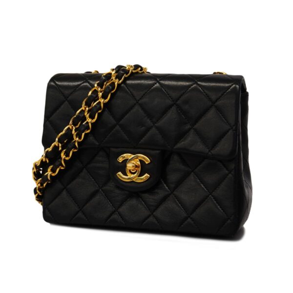 1240001050869 1 Chanel Mini Matelasse Chain Lambskin Shoulder Bag Black