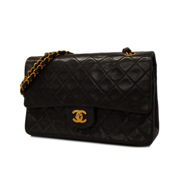 1240001051047 1 Chanel Matelasse W Flap W Chain Lambskin Shoulder Bag Black