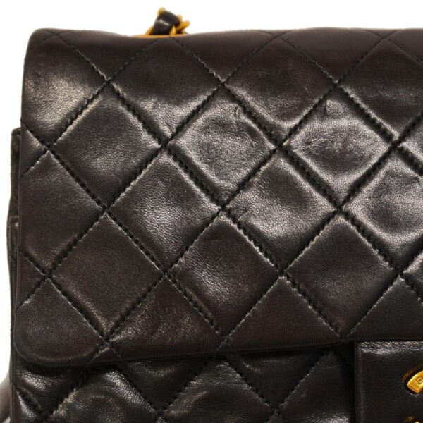 1240001051047 7 Chanel Matelasse W Flap W Chain Lambskin Shoulder Bag Black