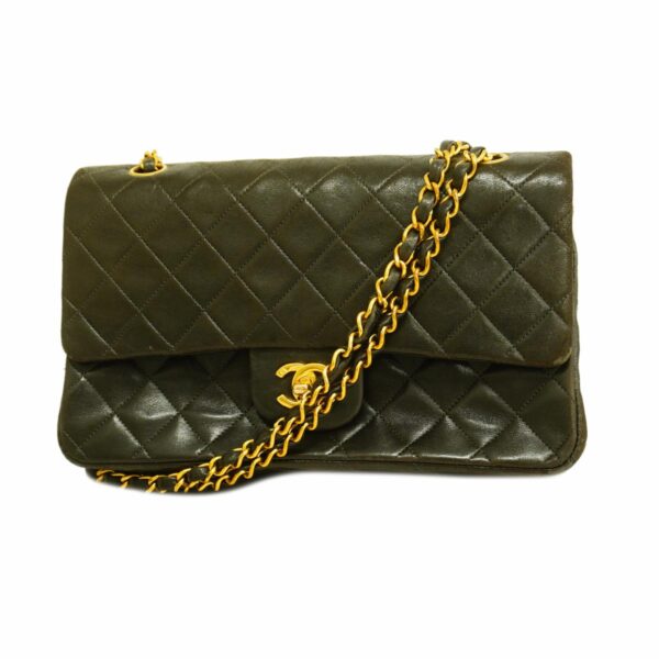 1240001051158 1 Chanel Matelasse W Flap W Chain Lambskin Shoulder Bag Black