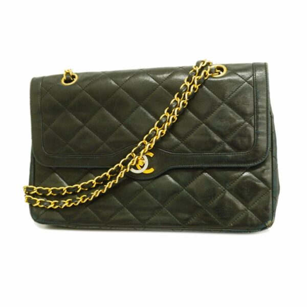 1240001051159 1 Chanel Matelasse Paris W Flap W Chain Lambskin Shoulder Bag Black