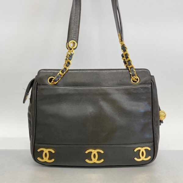 1240001051173 16 Chanel Triple Coco Chain Lambskin Shoulder Bag Black