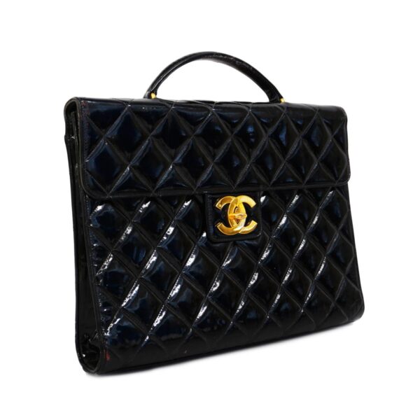 1240001051449 2 Chanel Matelasse Decacoco Patent Briefcase Black