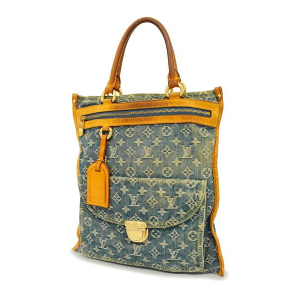 1240001051675 1 Louis Vuitton Flat Shopper Monogram Denim Tote Bag Blue