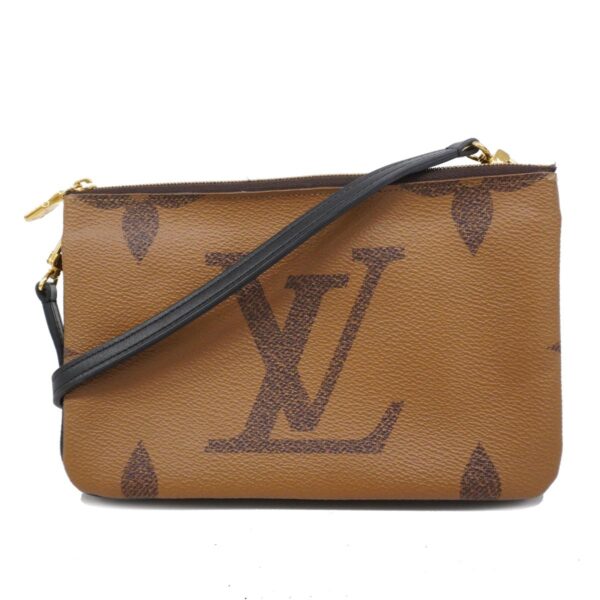 1240001051720 1 Louis Vuitton Pochette Double Zip Giant Shoulder Wallet Brown