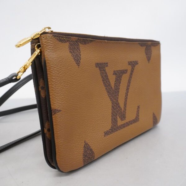 1240001051720 2 Louis Vuitton Pochette Double Zip Giant Shoulder Wallet Brown