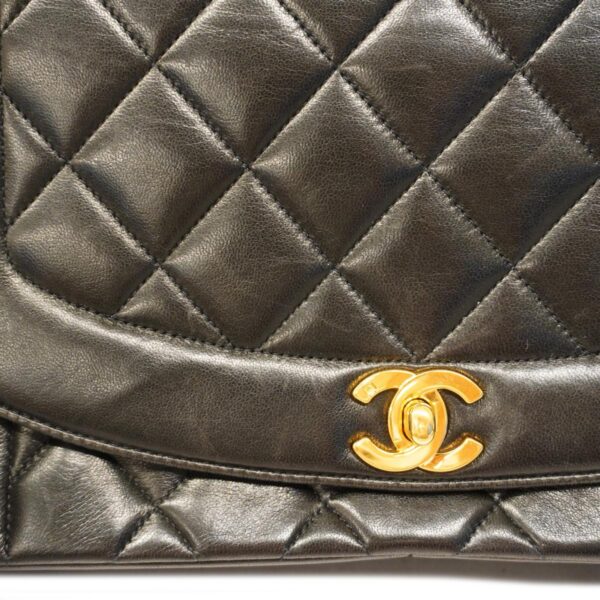 1240001051956 8 Chanel Matelasse Diana Chain Lambskin Shoulder Bag Black