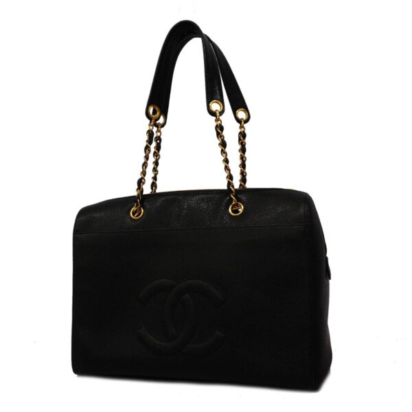 1240001052067 1 Chanel Chain Caviar Skin Shoulder Bag Black