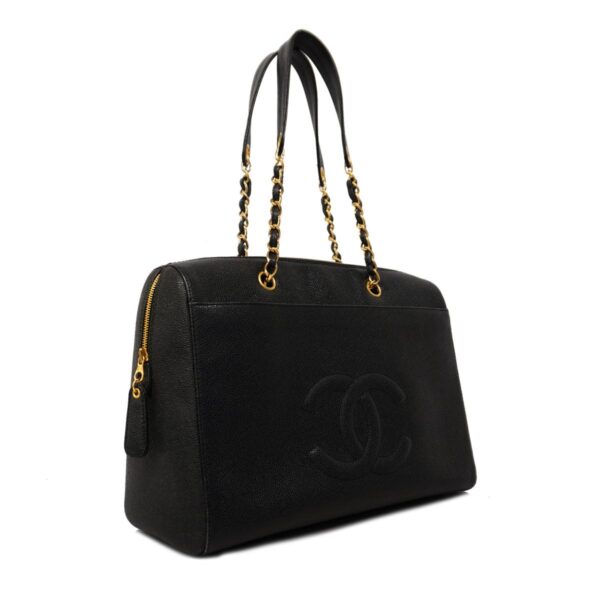 1240001052067 2 Chanel Chain Caviar Skin Shoulder Bag Black